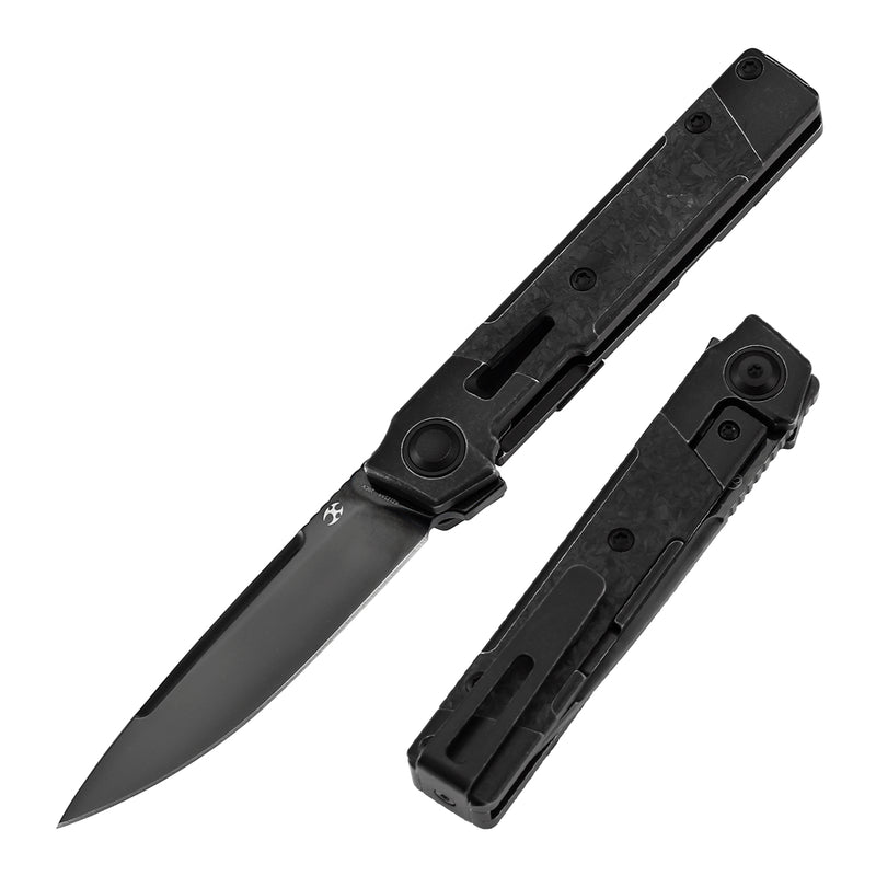 KANSEPT Kitpu Flipper Blackwash Titanium with Shred Carbon Fiber (2.9" Mirror DLC CPM 20CV) Jonathan Styles Design- K2123A4