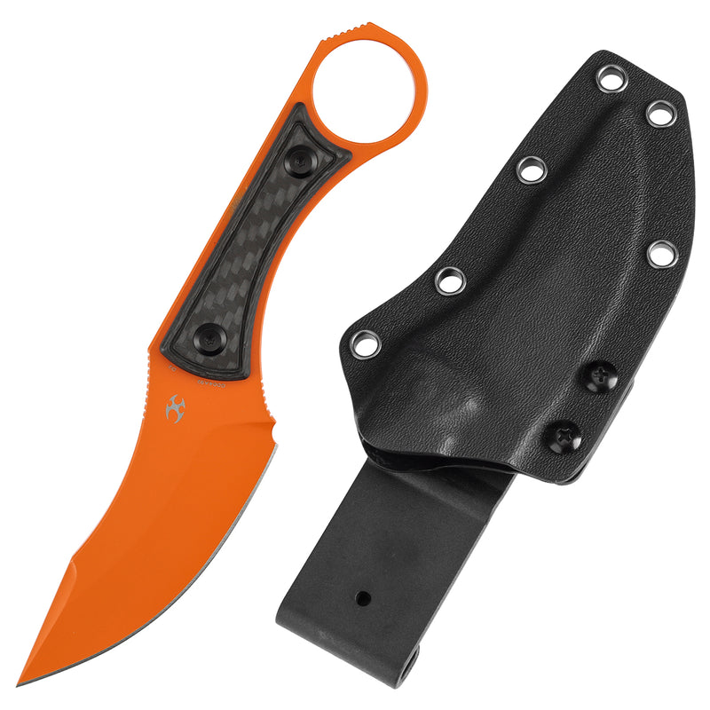 Niko |  Fixed Blade | Twill Carbon Fiber | 3.54" Orange Coated D2 | Marco Knives Design | G004A92