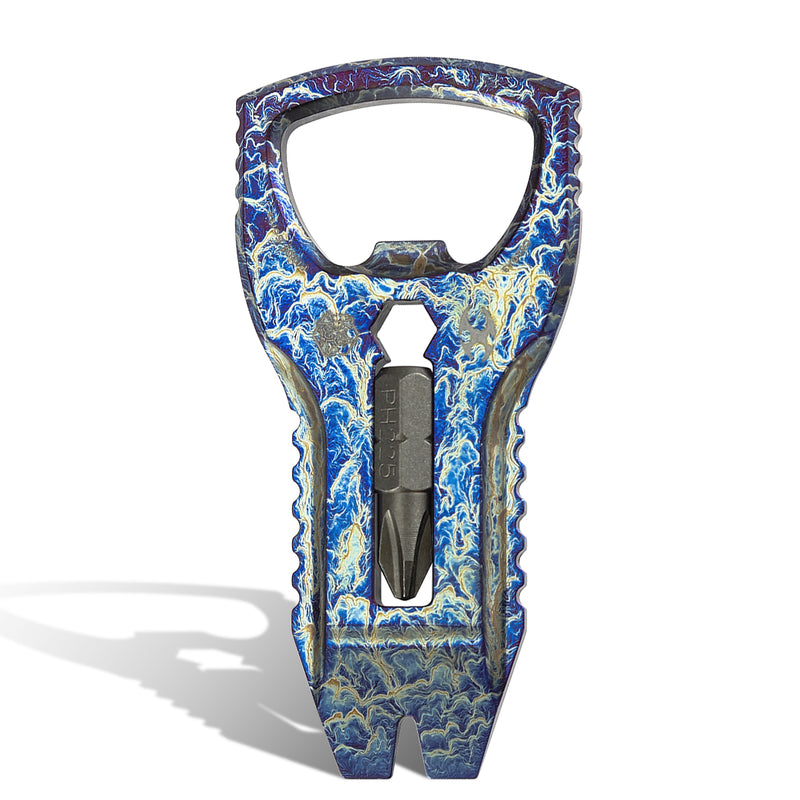 PryOfSorts Titanium EDC Multi-Tool | Pry Bar, Bottle Opener & Magnetic Bit Driver | Lightning Strike Finish | Designed by Koch Tools-C010A3