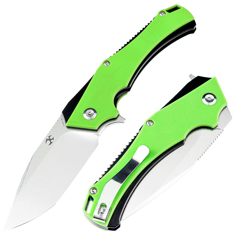 KANSEPT Hellx T1008A5 Stonewashed D2 Blade Green G10+ Black Anodized Stainless Steel Handle with  Mikkel Willumsen Design