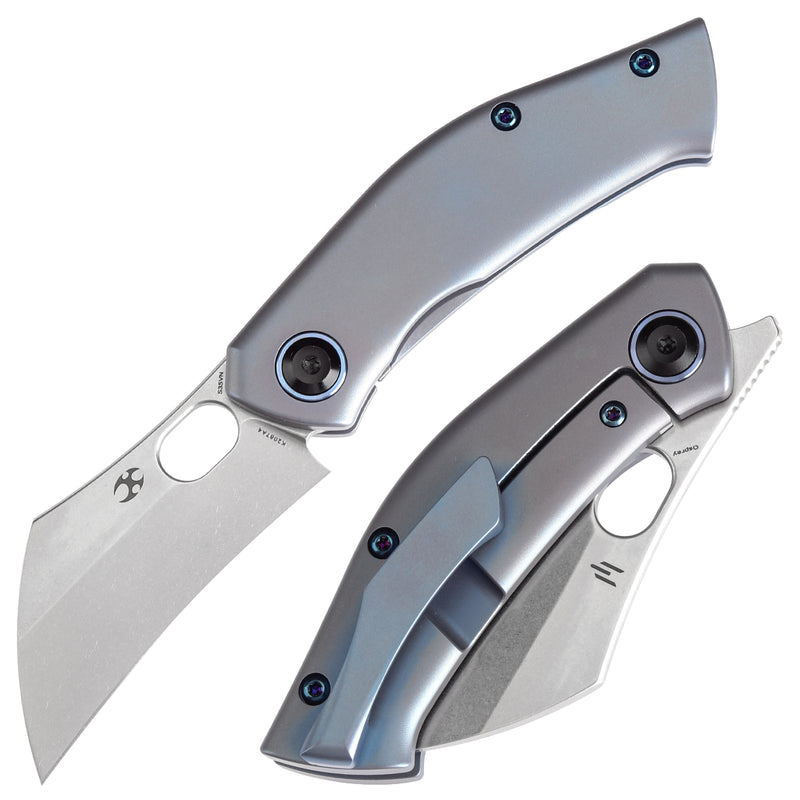 KANSEPT Osprey Thumb Hole Knife Blue Anodized Titanium Handle (2.23'' CPM-S35VN Blade) Johnathan Shaw Design - K2087A4
