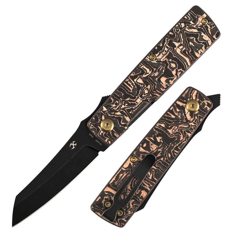 KANSEPT Higonokami | Liner Lock | 3.02'' 154CM Blade | Copper Carbon FIber Handle | Goran mihajlovic Design | T2135A2