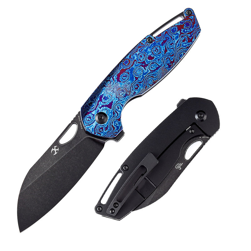 Model 6 K1022B4 Black Stonewashed CPM-S35VN Blade Timascus + Black Anodized Titanium Handle Designed  by Nick Swan