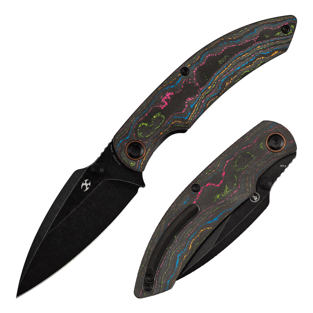 Kansept Falk Thumb Stud 80S Camo Carbon Fiber 3.31" Elmax Blade Cédric Destombes Designed K1142A2