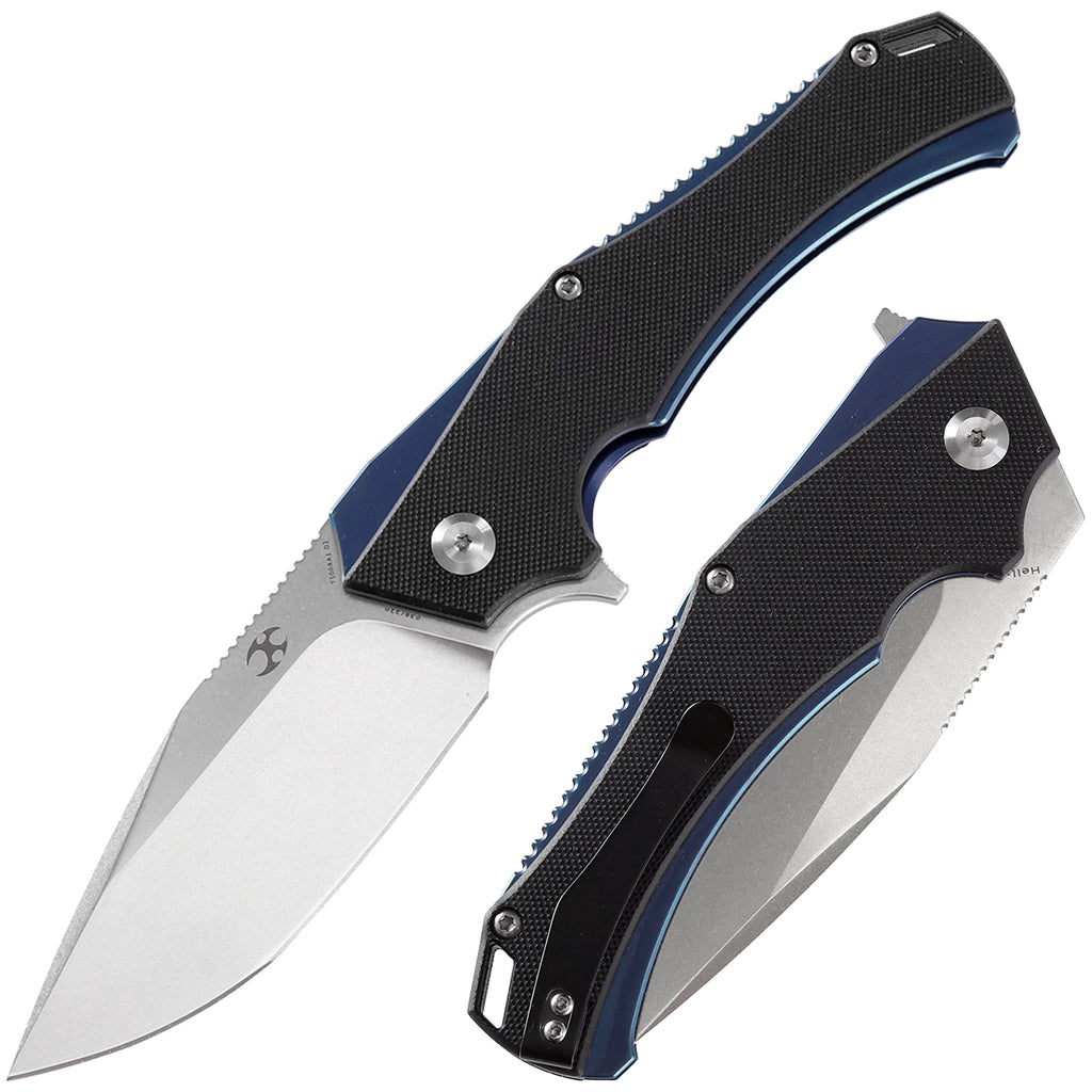 Hellx Tacitical Utility Pocket Knife Stonewashed D2 Blade G10 Handle T1008A1