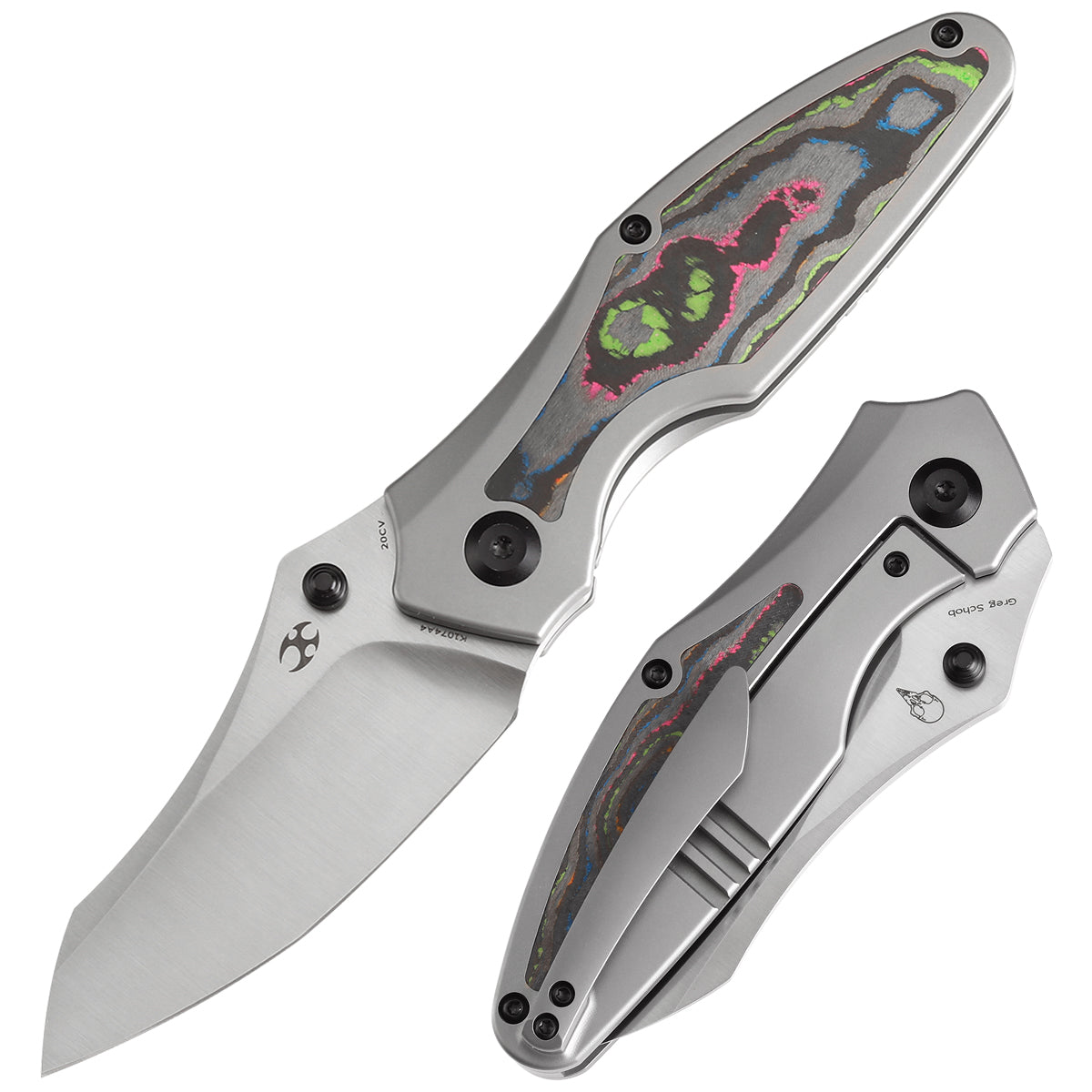 KANSEPT Baba Yaga Thumb Studs Bead Blasted Ti with 80S Camo Carbon