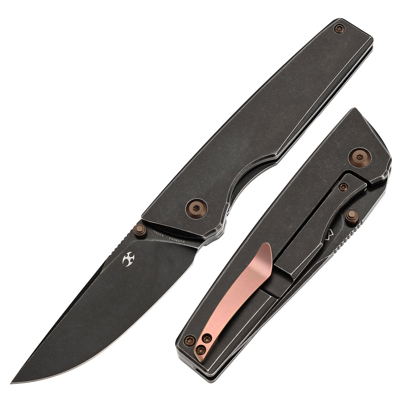 KANSEPT Chimera Thumb Stub Blackwash Titanium Handle (3.15" CPM S35VN Blade) with Matsey Design-K1096A3