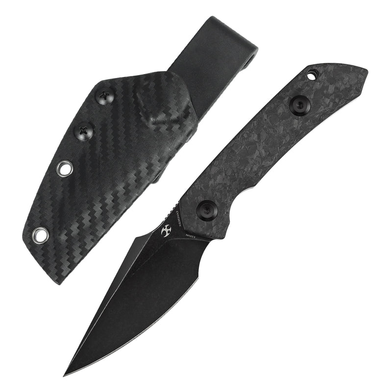 Kansept Fenrir | Exclusive | Fixed Blade | Shred Carbon Fiber Handle |2.87" CPM S35VN Blade | Sparrow Knife Design | KG3034A3