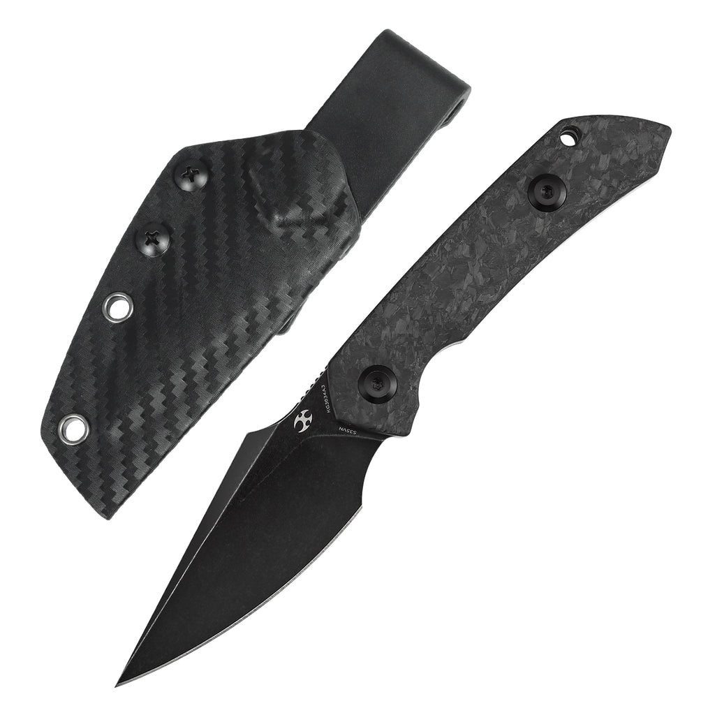 Kansept Fenrir Exclusive Fixed Blade Shred Carbon Fiber Handle 2.87" CPM S35VN Blade Sparrow Knife Design KG3034A3