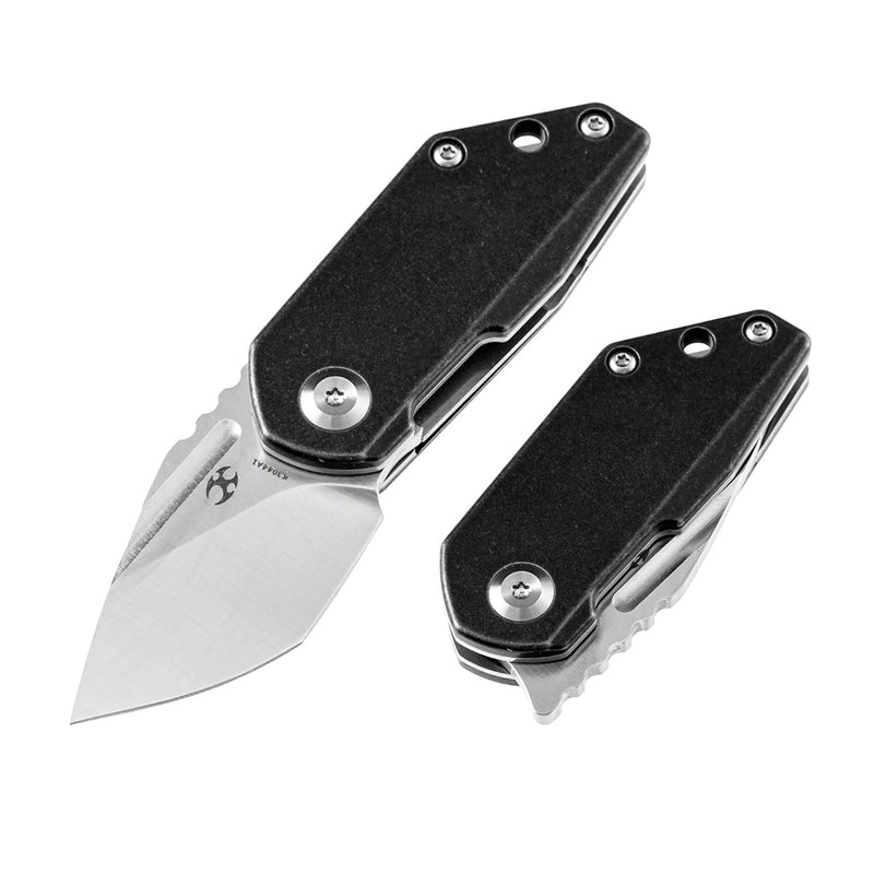 KANSEPT RIO Flipper Knife Black Titanium Handle (1.56'' M390 Blade)4T5 Design-K3044A1