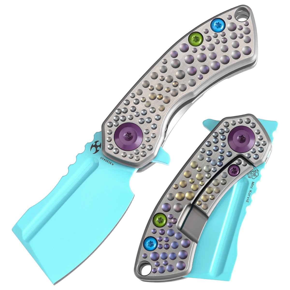KANSEPT Mini Korvid Flipper knife Gradient Titanium Handle With