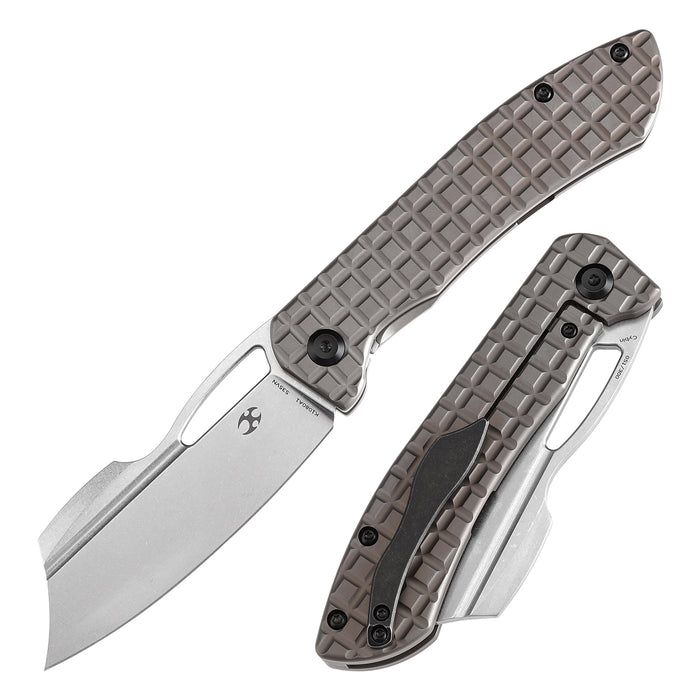 KANSEPT Cybin Thumb Hole Bronzed Anodized Titanium with Frag Pattern Handle (3.29''CPM S35VN Blade ) Edgy Bladeworks Design -K1080A1