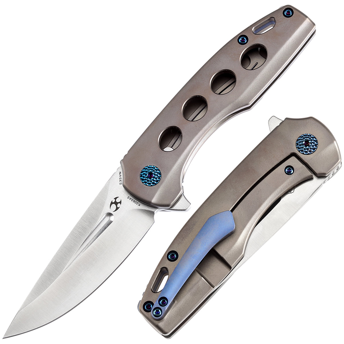 KANSEPT Cassowary Flipper Knife Bronzed Anodized Titanium Handle