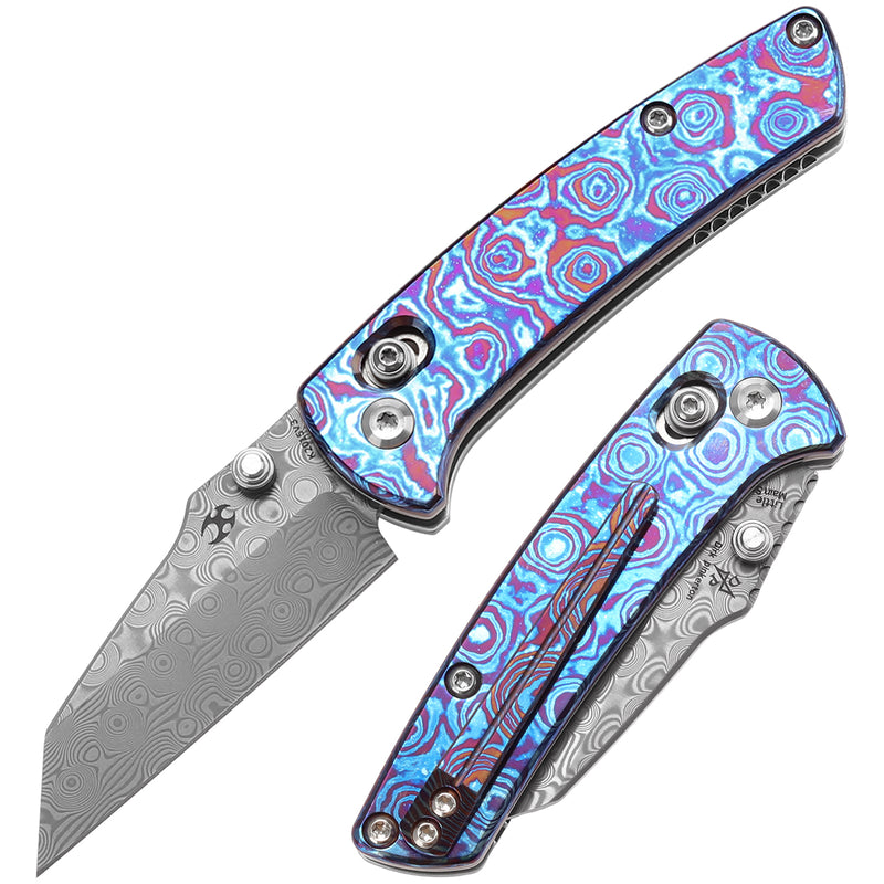 KANSEPT Little Main Street Cross Bar Lock Timascus Handle (2.26'' Damascus Blade) Dirk Pinkerton Design-K2015V3