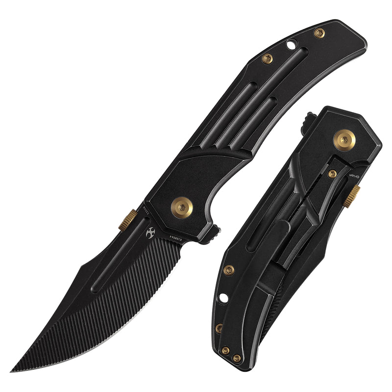 KANSEPT Orion Limited Version Flipper Blackwash Titanium Handle (3.07" Blackwash CPM S35VN with CNC Milling Blade) JB Stout Design-K1089A4