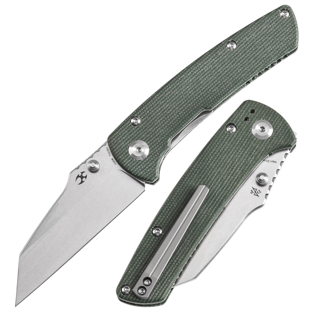KANSEPT Main Street Thumb Stubs Green Micarta Handle (3.36'' 154CM