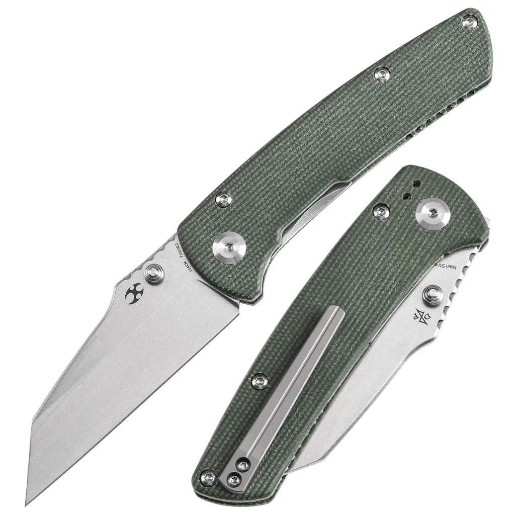 KANSEPT Main Street Thumb Stubs Green Micarta Handle (3.36'' 154CM