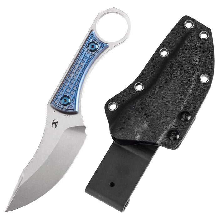 KANSEPT Niko Fixed Knife Blue Anodized Titanium Handle (3.54''D2 Blade ) with Sheath Marco Knives Design -G004A4