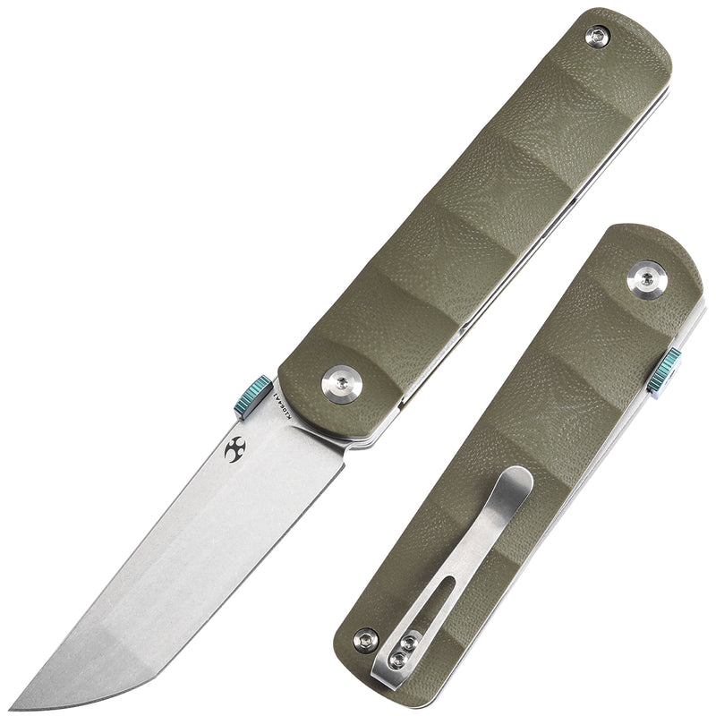 KANSEPT BTF Thumb Disc Knife Green G10 Handle (3.24'' CPM-S35VN Blade)Rolf  Helbig-K1064A1