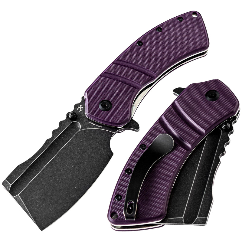 KANSEPT XL Korvid Thumb Stub Purple G10 Handle (3.55" 154CM Blade) Designed by Koch Tools-T1030A4
