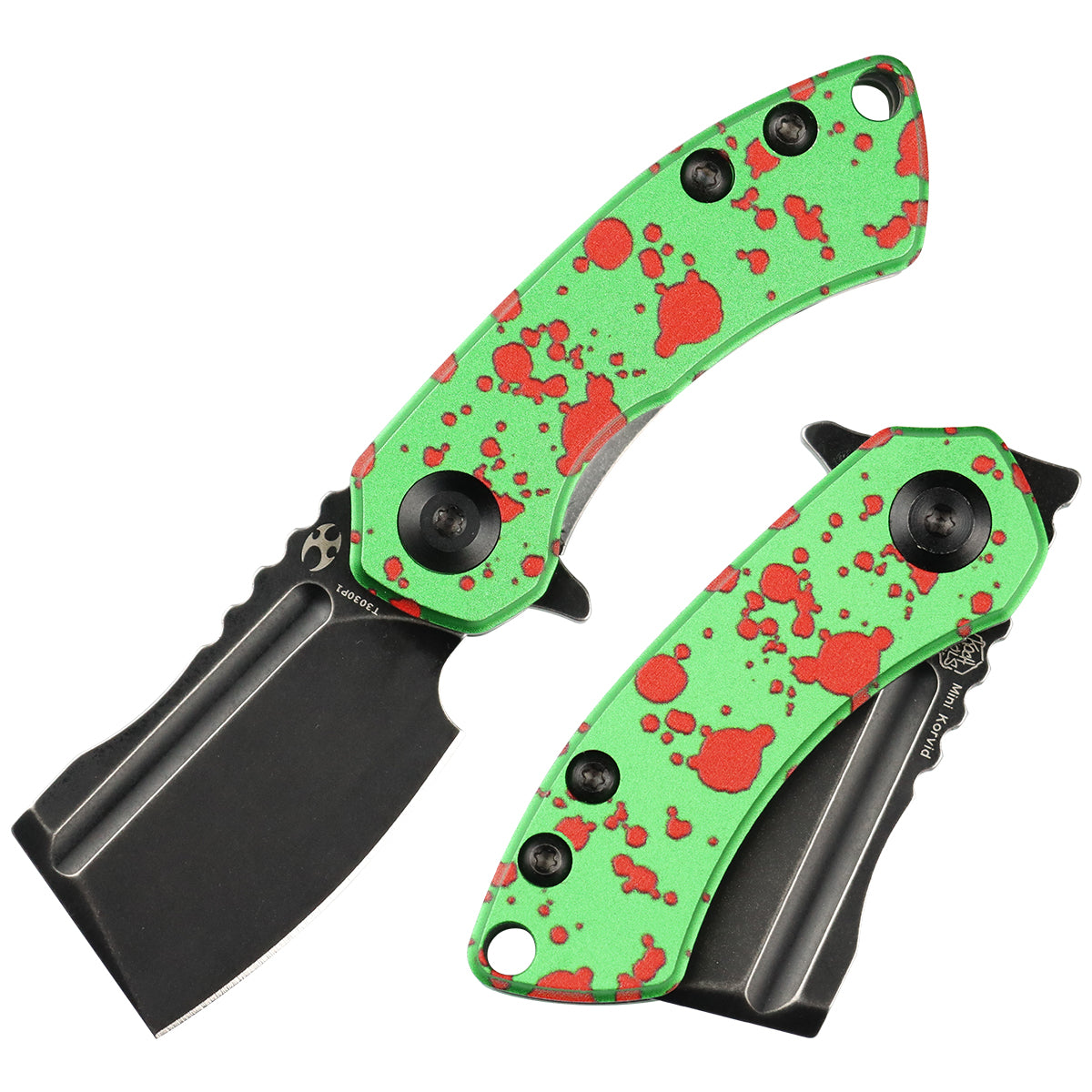 kanami KANSEPT Mini Korvid Flipper Knife Zombie Green Anodized Aluminum