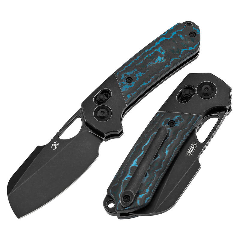 KANSEPT Nahual Crossbar Lock Knife Blackwash Titanium with Arctic Storm  Fatcarbon Handle(2.95" Magnacut Blade)Javier Garcia Design-K2125V4