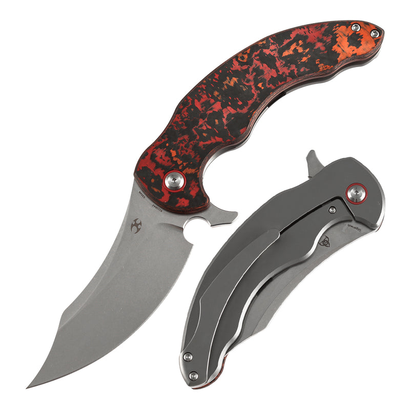 KANSEPT Gilgamesh Flipper MarsValley FatCarbon Fiber with Beadblasted Titanium Handle ( 3.75" CPM S35VN Blade) Andreas Goltz Designed- K1128A2