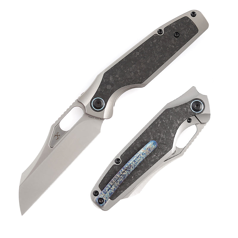 KANSEPT Tuckamore Thumb Hole Knife Titanium +Shred Carbon Fiber Handle (3.54" CPM 20CV Blade) -K1052A1