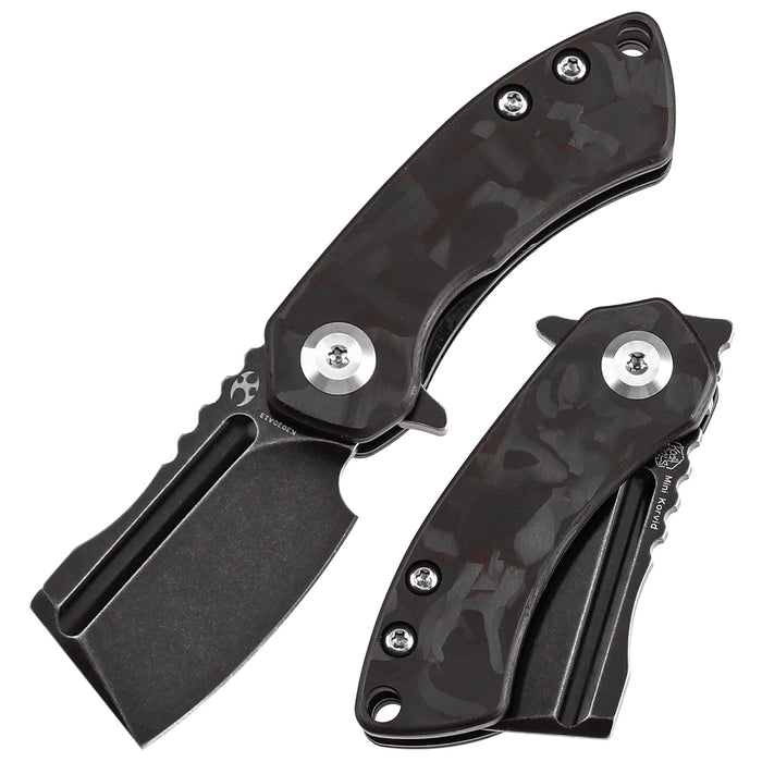 KANSEPT Mini Korvid Flipper Knife Black and Red Carbon Fiber(1.45'' CPM S35VN Blade) Koch Tools Design-K3030A13