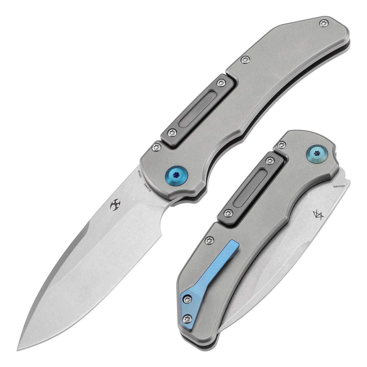 KANSEPT Hazard Bali Lock Knife Stonewashed Titanium Handle(3.63