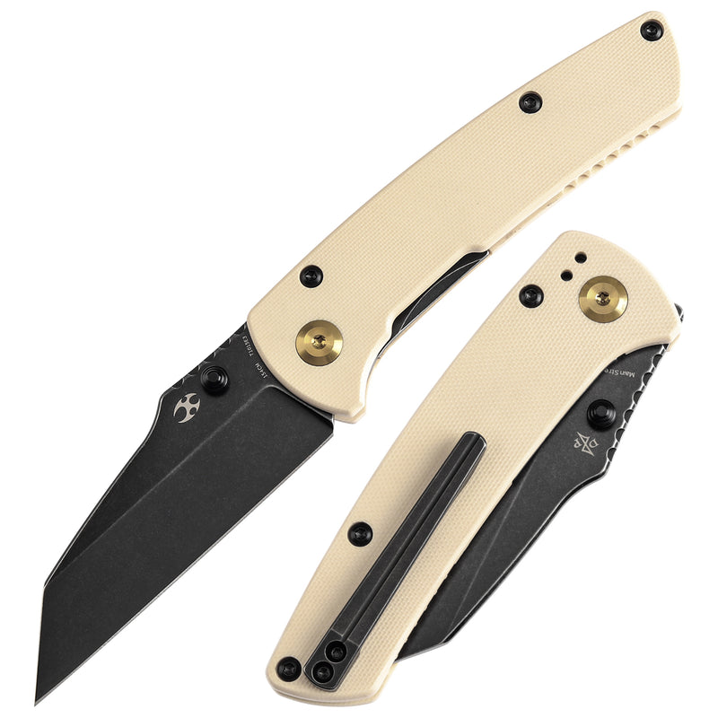 KANSEPT Main Street Thumb Stubs White G10 Handle (3.36'' 154CM Blade) Dirk Pinkerton Design-T1015E3