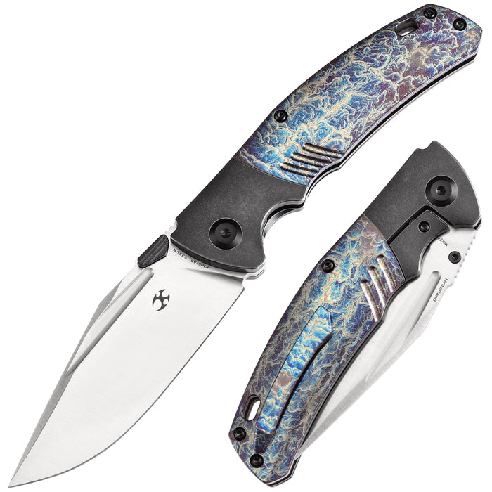 KANSEPT Hinterland Thumb Stub Blackwash Titanium and Lightning Strike Finished Titanium Inlay Handle (3.58" CPM S35VN Blade) Morgan Koens Design-K1057A5