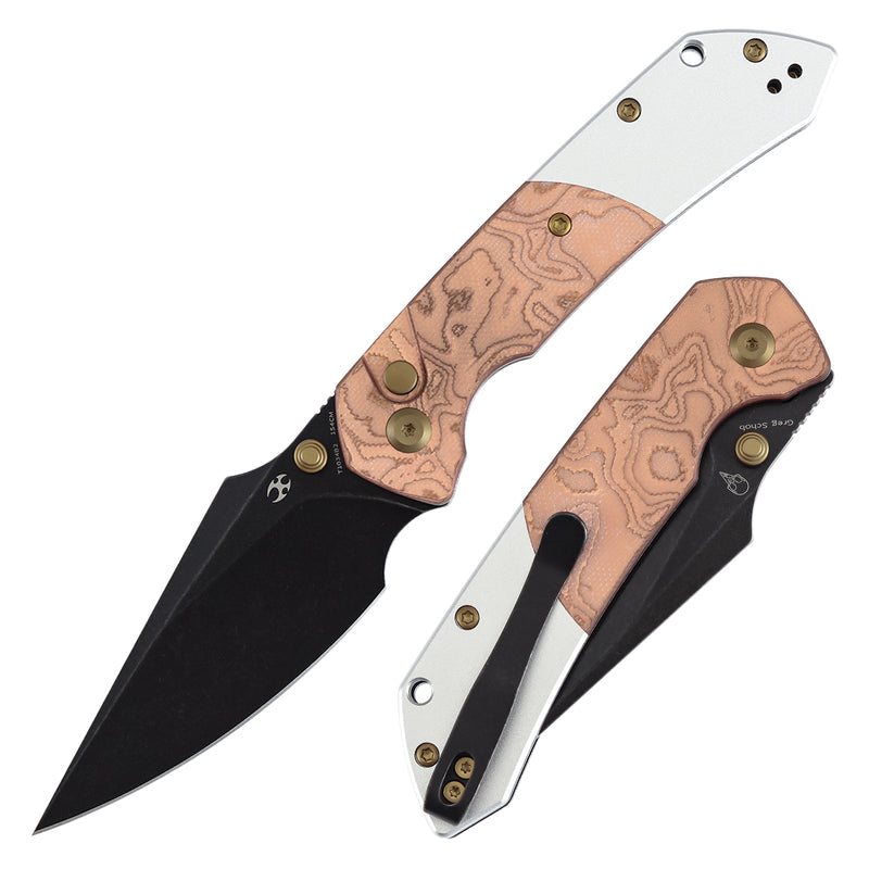 Kansept Fenrir | G-10 with Copper Foil | 3.45'' 154CM Blade | Sparrow Knife Design | T1034B2