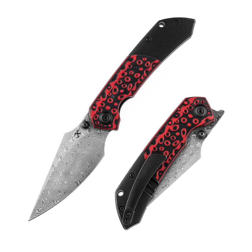 KANSEPT Fenrir Front Flipper Thumb Stud Knife Red G10 +Titanium Handle Greg Schob Design K1034A2
