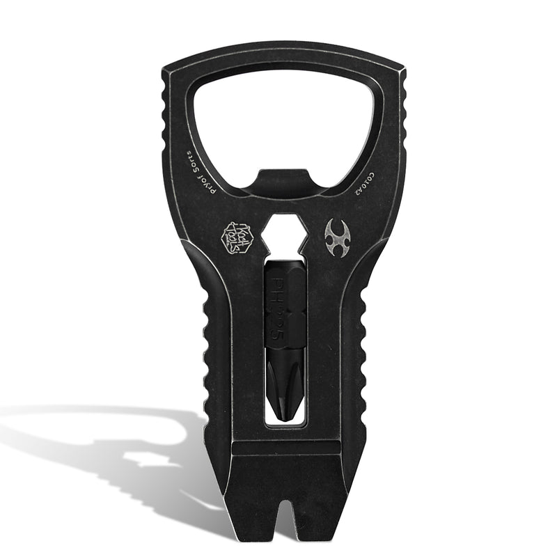 PryOfSorts Titanium EDC Multi-Tool | Pry Bar, Bottle Opener & Magnetic Bit Driver | Blackwash Anodized | Designed by Koch Tools-C010A2