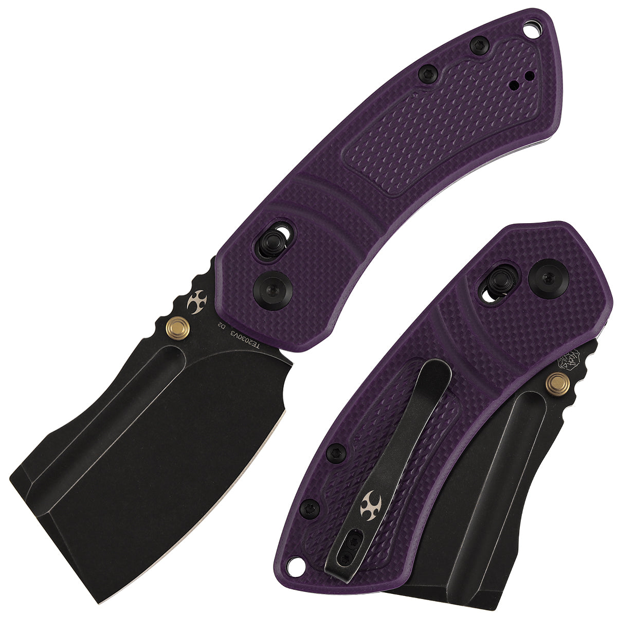 Kansept Korvid V | Crossbar Lock | Purple G10 with Diamond Pattern