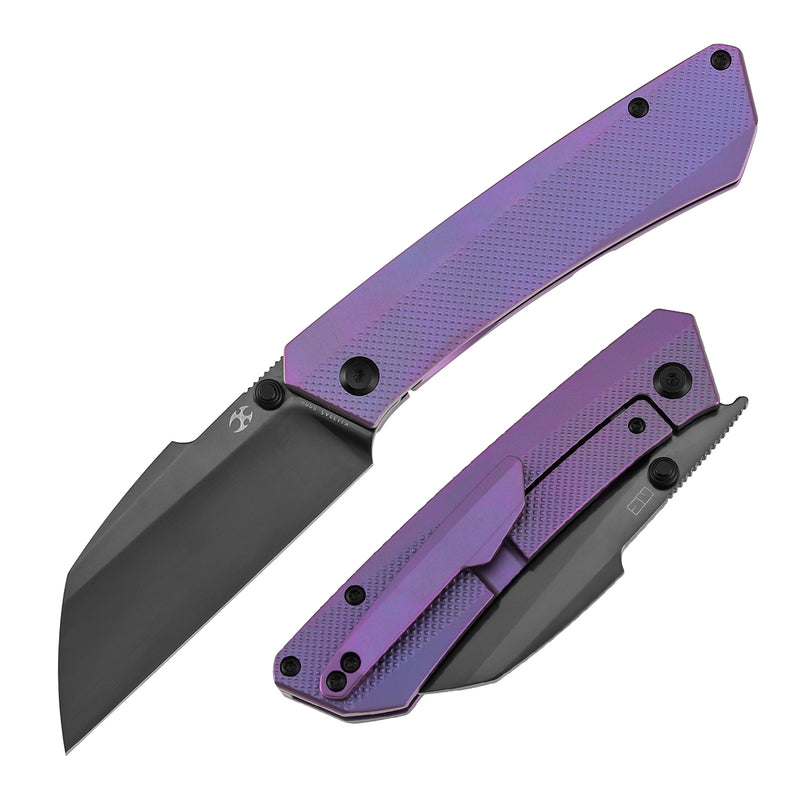 KANSEPT Contra | Thumb Stud | Purple Anodized Titanium with Diamond Pattern | 3.25" Mirrior DLC S90V Blade | Nathan Contra Design | K1139A5