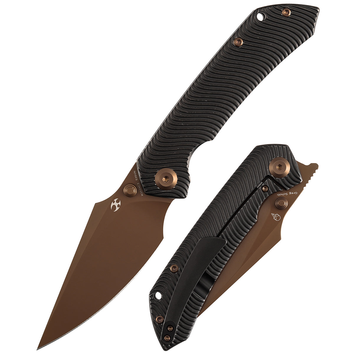 Kansept Fenrir | Frame Lock | Blackwash Titanium with Micro Milled
