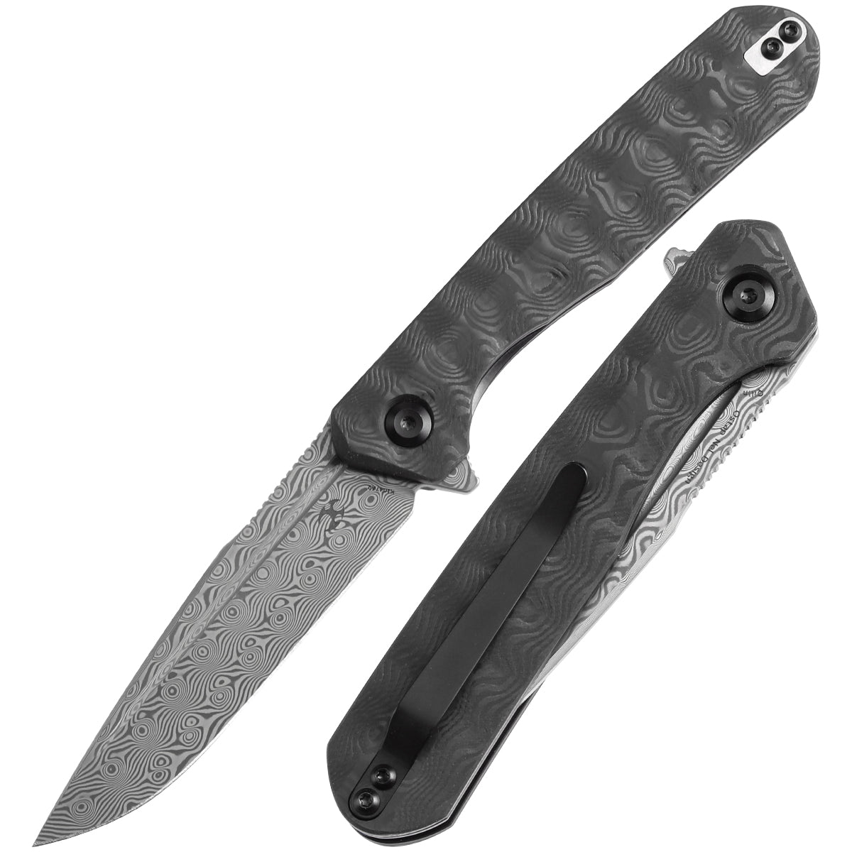 き*可様 AL KAPONE KANSEPT Qilin Flipper Black Rose Carbon Fiber Handle (3.43
