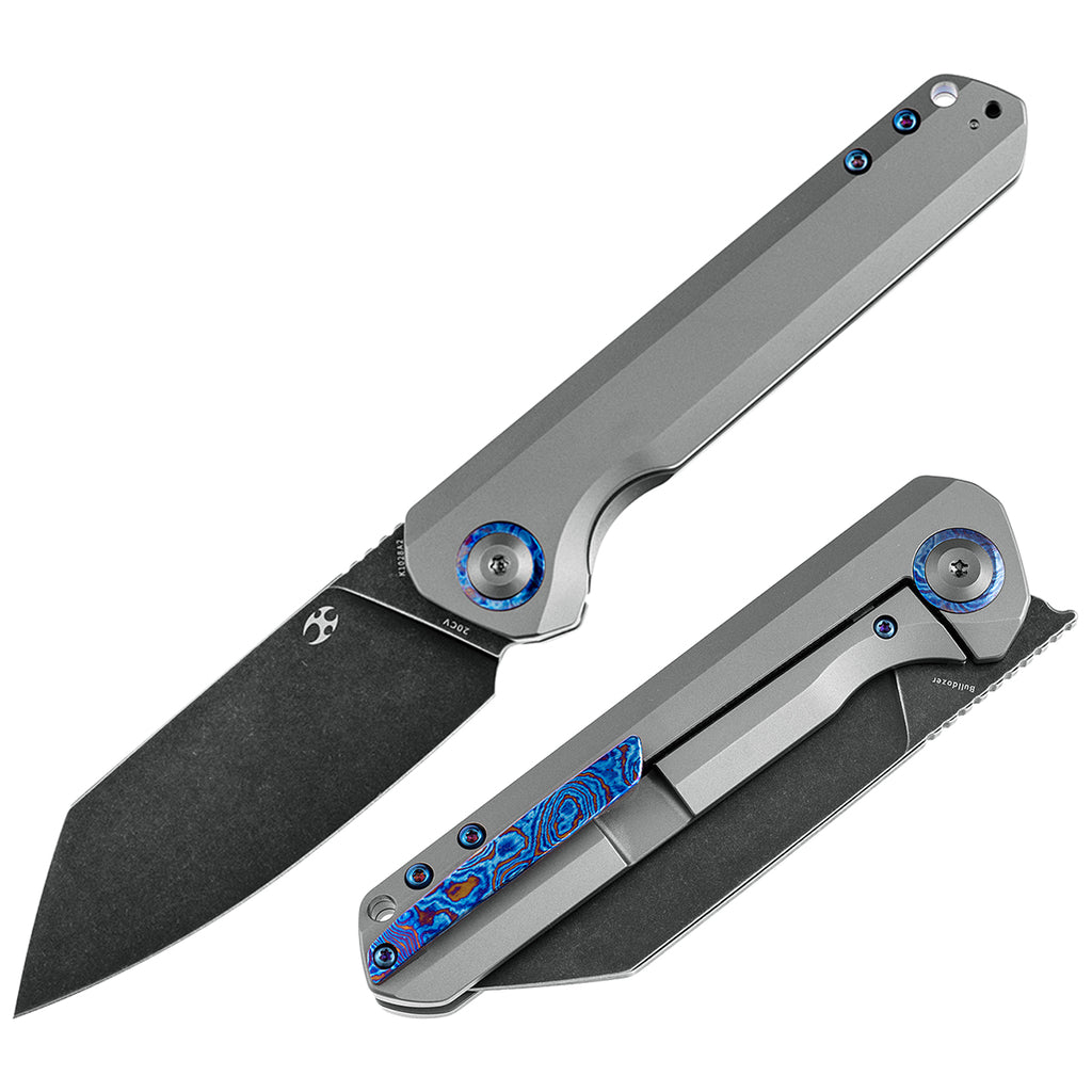 Bulldozer Front Flipper Anodized Titanium Handle Timascus Clip Kim Ning Design K1028A2