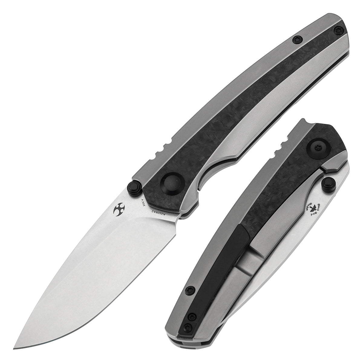 カナ KANSEPT Thumb Stub Raven Bead Blasted Titanium with Shred Carbon