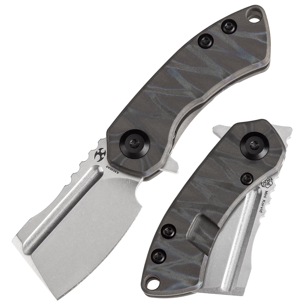 KANSEPT Mini Korvid Flipper knife Tiger Stripe Flamed Titanium