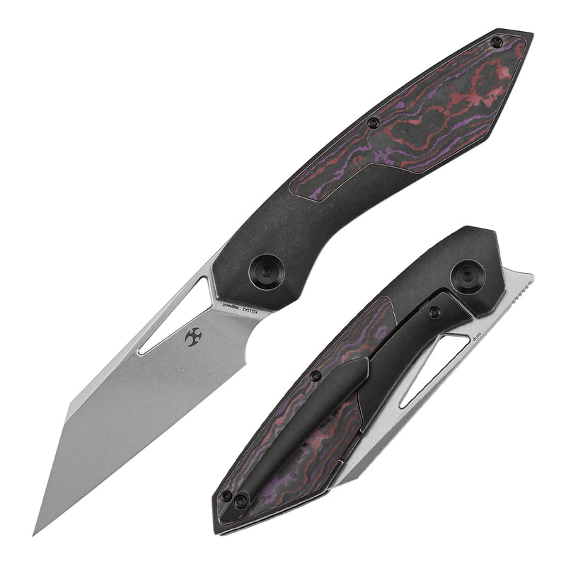 KANSEPT STRIP | Thumb Hole | Purple Haze Fatcarbon+Blackwash Titanium | 3.4" Magnacut Blade | RON STEELE DESIGN | K1113A2