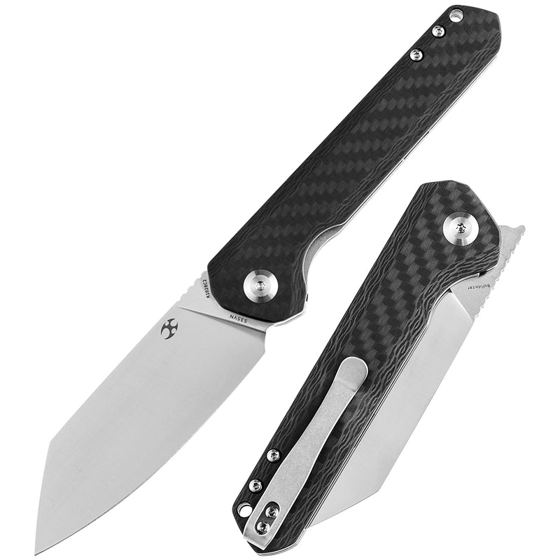 KANSEPT Bulldozer Front Flipper Twill Carbon Fiber Handle ( 3.56" CPM-S35VN )with Kim Ning Design-K1028C2