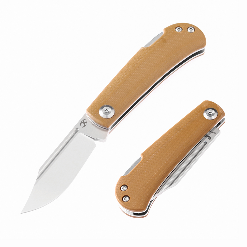 KANSEPT Wedge Back Lock Knife Yellowish-Brown G10 Handle (2.45'' 154CM Blade) Nick Swan Design-T2026B9