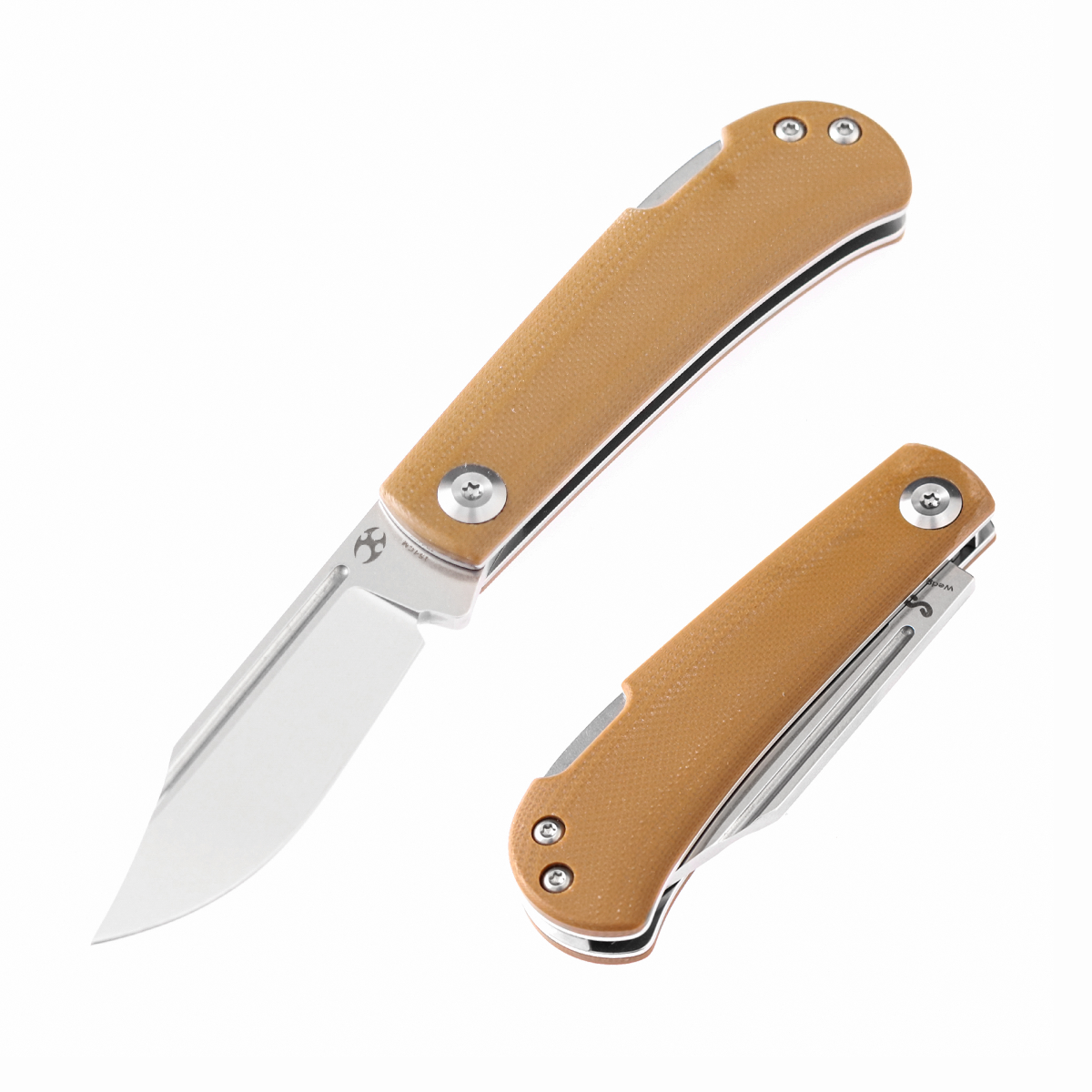 KANSEPT Wedge Back Lock Knife Yellowish-Brown G10 Handle (2.45'' 154CM —  Kanseptknives