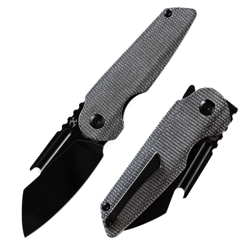 KANSEPT Rafe Flipper Knife Black Micarta Handle (2.6''  CPM-S35VN Blade) 4T5 Design-K2048A2