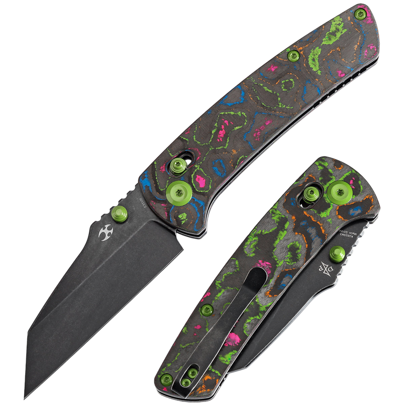 KANSEPT Main Street Thumb Studs/Crossbar Lock Knife 80S Camo Carbon Fiber Handle(3.36''CPM S35VN Blade) Dirk Pinkerton Design-K1015M3