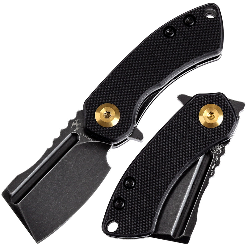 KANSEPT Mini Korvid Flipper Knife Black G10 Handle (1.45'' 154CM Blade) Koch Tools Design -T3030A11