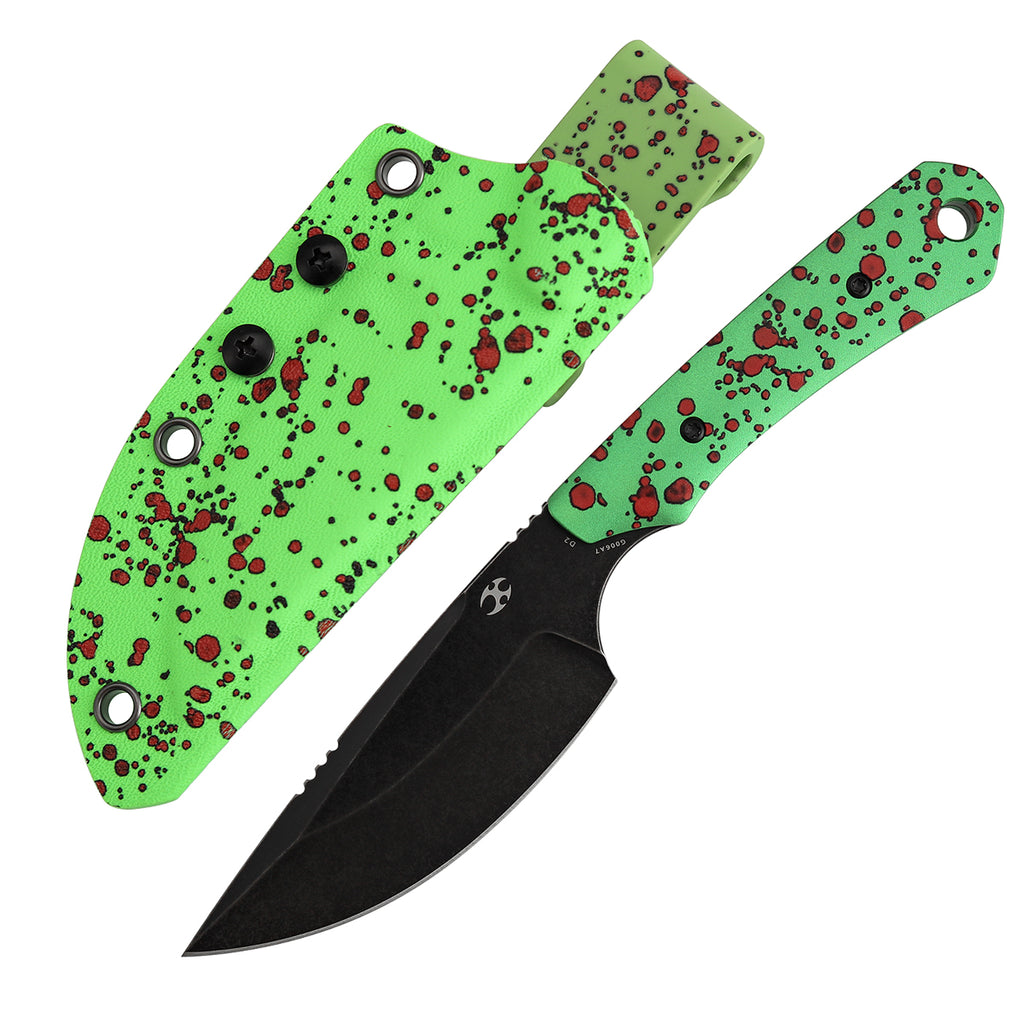 Kansept Flank Fixed Blade Aluminum Zombie Blood Printn 3.69" D2 Blade TuffKnives Design G006A7